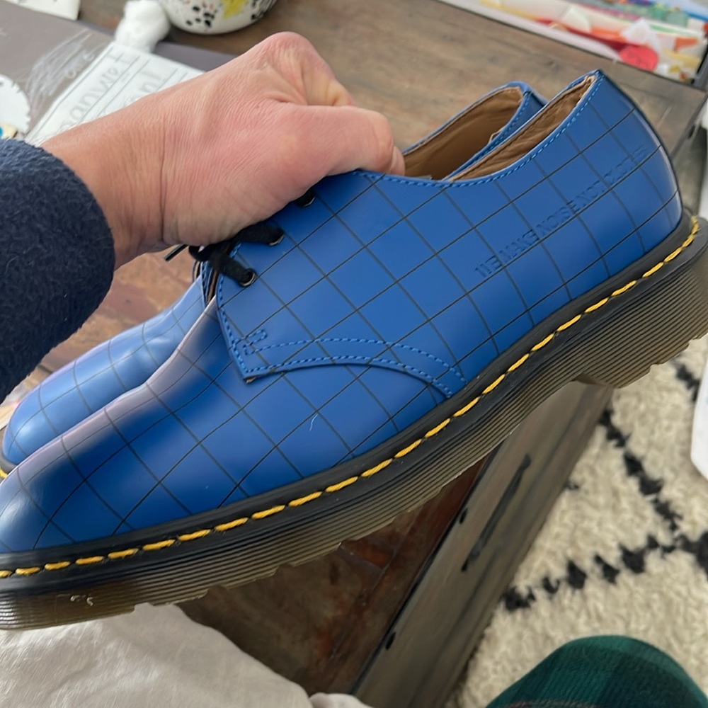 Dr. Martens 1461 Blue Grid Leather Oxford - Men's - Picture 3 of 9